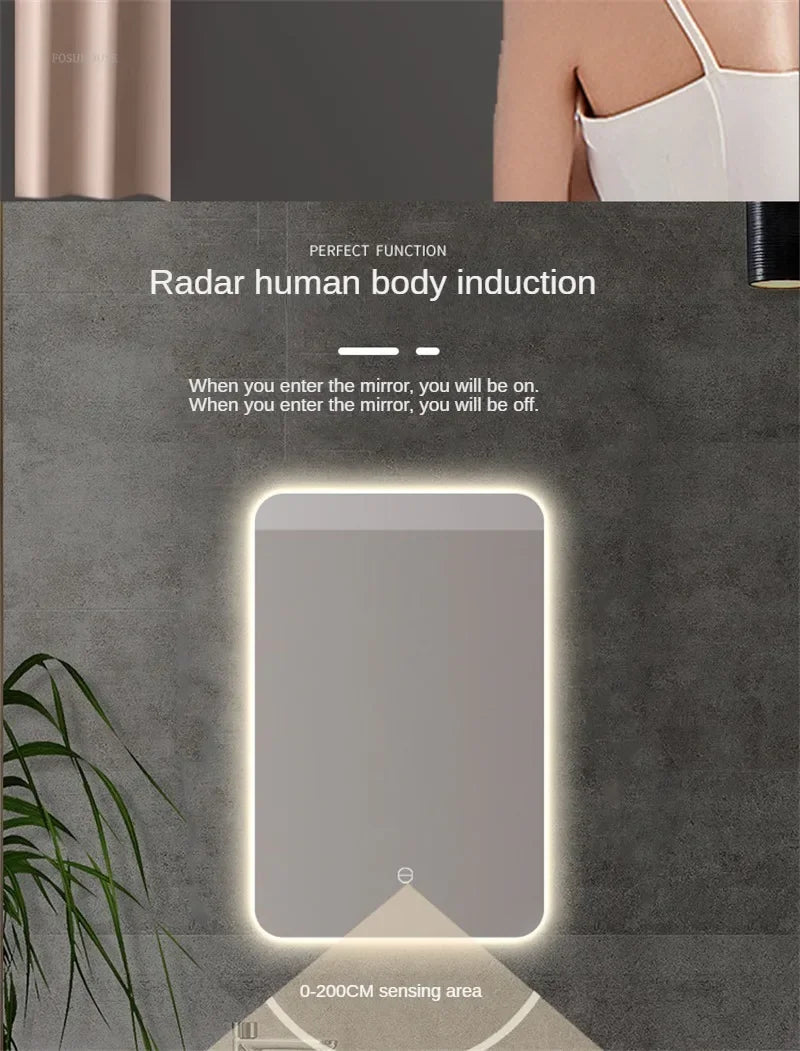 مرآة حمام مستطيلة ذكية