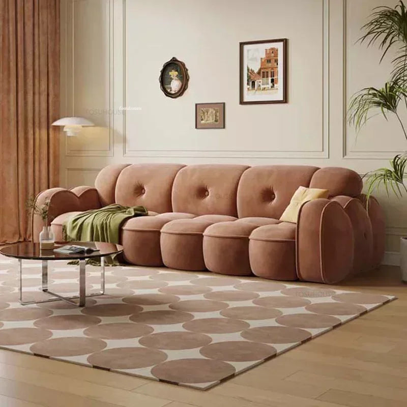 Round Cream Style Living Room Sofa