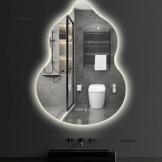 مرآة حمام LED على شكل قرع